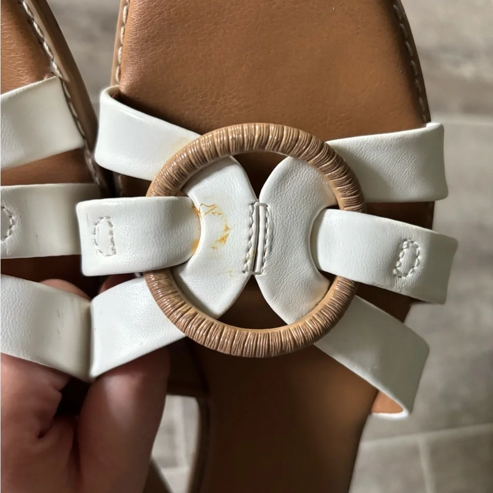 A New Day White Slide Sandals with Tan Ring Detail - Picture 3 of 6